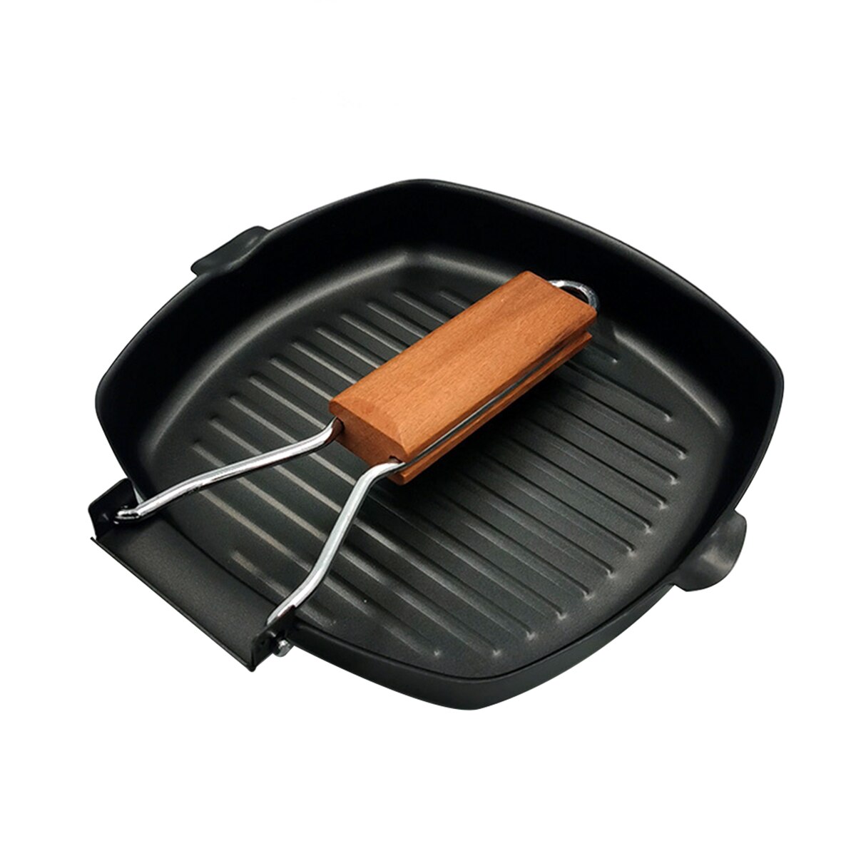 Frying Pan Foldable Wooden Handle Non-stick Pan Induction Cooker Gas Stove Universal Tool Steak Breakfast Fryers non stick wok