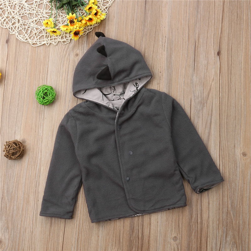 Toddler Baby 1-4Y Kids Boy Girl Infant Clothes Hooded Tops Warm Coat Autumn Winter Jacket Outfits Dinosaur Fossils Print Lining