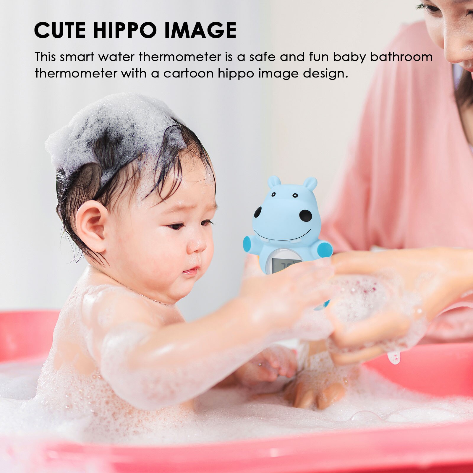 Petit hippopotame étanche, alarme de température d'eau de bain pour bébé, dessin animé, peut être utilisé comme jouet lorsque le bébé prend un thermomètre