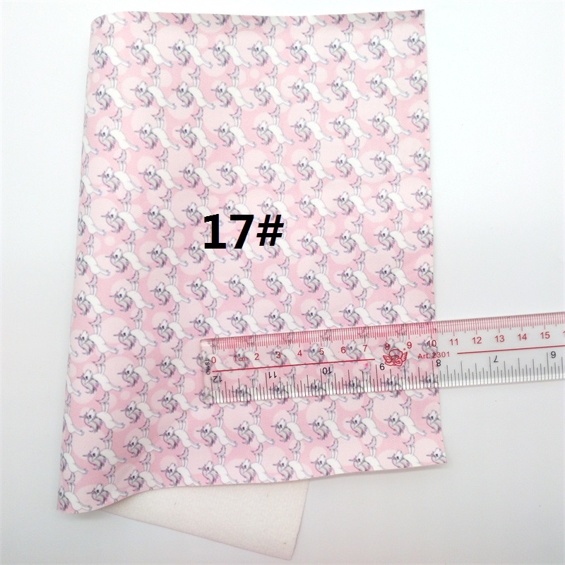 Unicorn Printed Synthetic Leather Faux Fabric Sheets Felt Backing Leather Sheets For Accessories Bows 21X29CM GM2167A: 17