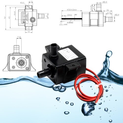 Ultra-stille  dc 12v 4.2w 240l/ timers strømningshastighed vandtæt børsteløs pumpe mini nedsænket vandpumpe diy-sæt: 1230c