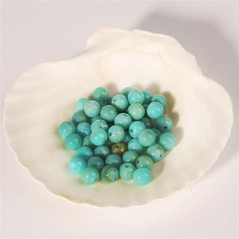 100pcs 6mm Acrylic Clouds Beads Effect Round BEADS Spacer Loose Beads For Jewelry Making Accessories DIY Bracelet Necklace: Peacock Green