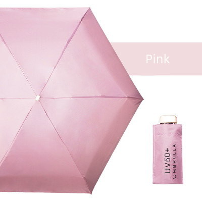 mini parasoll veldig liten mini paraply vinyl paraply lomme solbeskyttelse og ultrafiolett beskyttelse parasoll: Rosa
