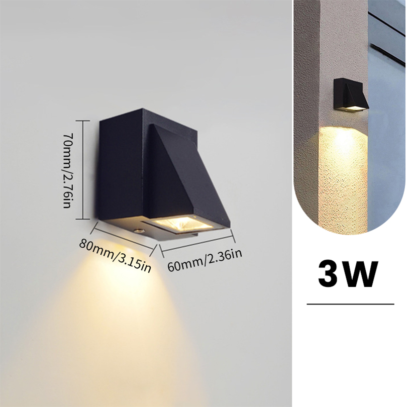 LED-Wandleuchten für Höhle Innen- und Außenbereich, IP66, wasserdicht, nach oben und unten, 6 W, LED-Wandleuchte, oberflächenmontiertes LED-Licht für Höhle Garten, Veranda: Blau / 4W