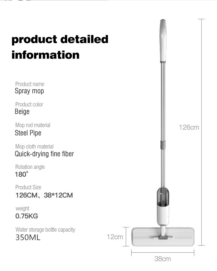 Spray Mop With Microfiber Mop Cloth Wet And Dry Reusable Rotatable Handle Squeeze Mop Avoid Hand Washing Household Cleaning Tool