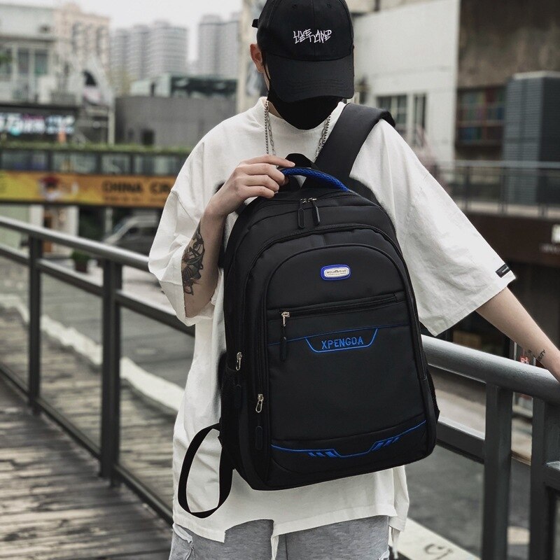 Mochila para adolescentes, mochila escolar para niños, mochila grande negra de nailon para hombres, mochila de gran capacidad, mochila informal para jóvenes, mochila de estilo universitario,: Azul