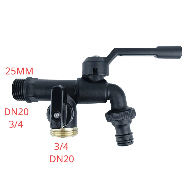 Grifo de manguera de jardín de latón negro, grifos anticongelantes para exteriores con salida doble para lavadora, grifo exterior de 3/4 pulgadas, jardín: Rojo