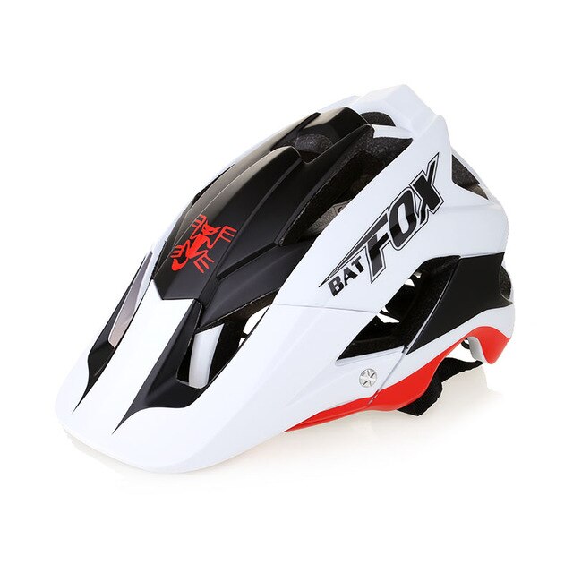 BATFOX Anti-collision Road Fietsen MTB Fietshelm Ultralight Integraal gegoten Fietshelm 56-63cm: white and red