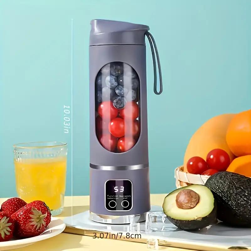 MINI exprimidor eléctrico de hielo triturado con carga para el hogar, potente Motor de 450ML, taza de jugo con pantalla Digital de gran capacidad: Borgoña
