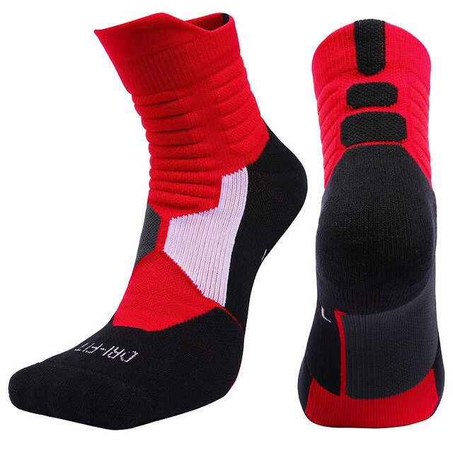 Asciugamano di qualità sudore assorbente pallacanestro professionale calcio calzini da Baseball ragazzo calzini sportivi per adolescenti calzini da trekking all&#39;aperto 31-46: red / size 35-38