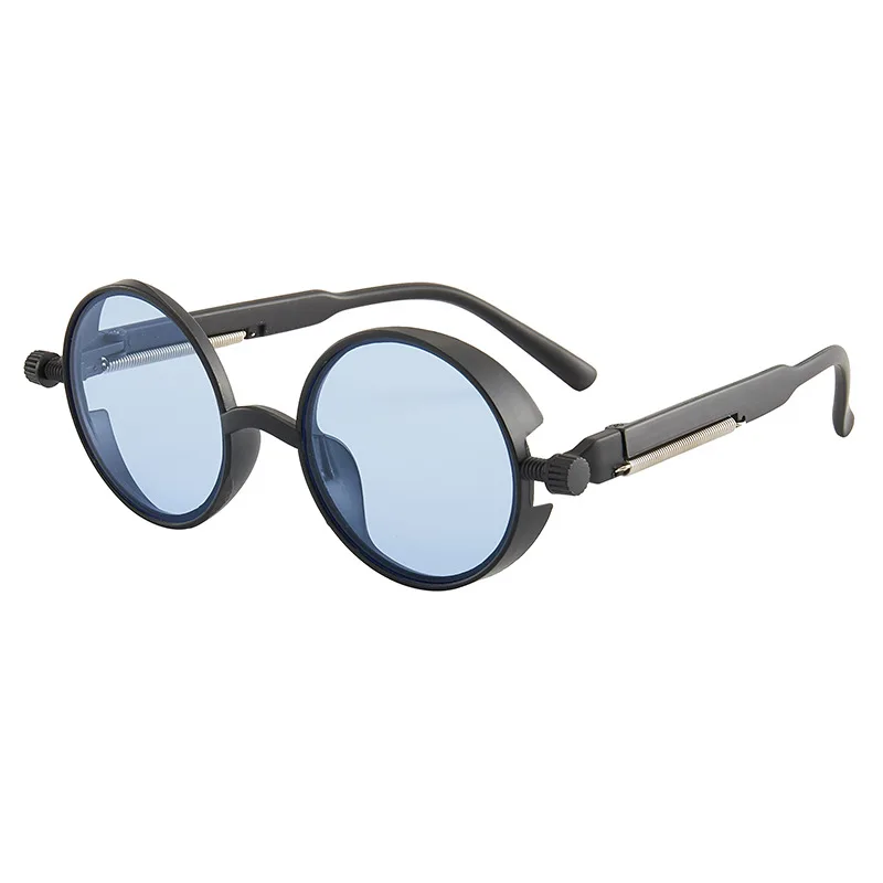 Classic Gothic Steampunk Sunglasses Luxury Brand Men and Women Retro Round Pc Frame Sunglasses: Gold