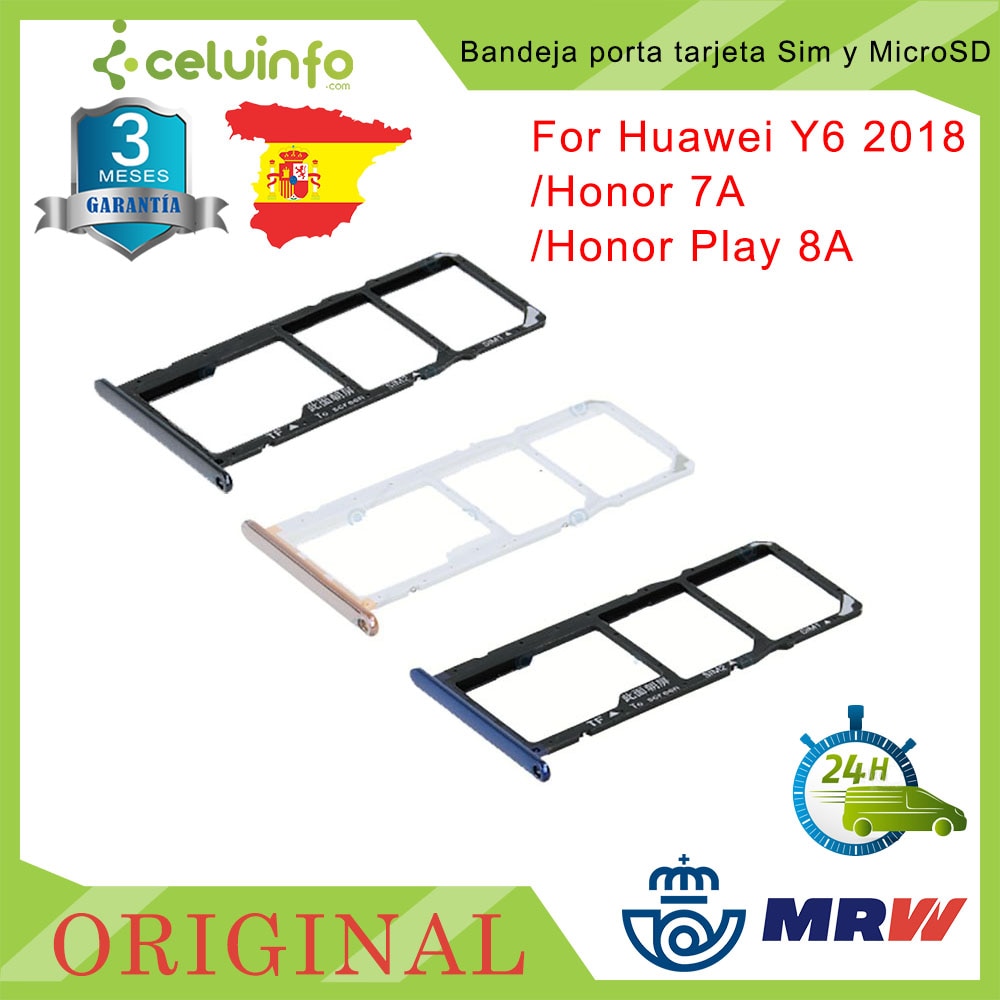 Originele Bandeja Porta Tarjeta Sim Y Microsd Kleur Azul Para Huawei Y6 /Honor 7A/Honor Play 8A