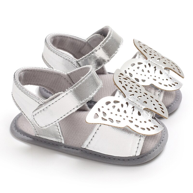 Novo verão adorável causal da criança do bebê meninas meninos sandália sapatos 3 estilo 0-18m couro sólido arco gancho sapatos: Silver / 13-18 meses