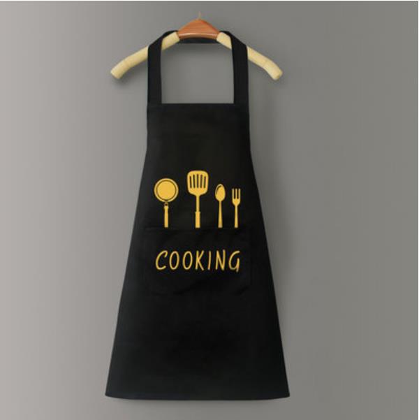 kitchen Apron woman Household man Cooking Men Women chef Oil-proof Waterproof Adult Coffee Overalls Wipe Hand pinafore: black