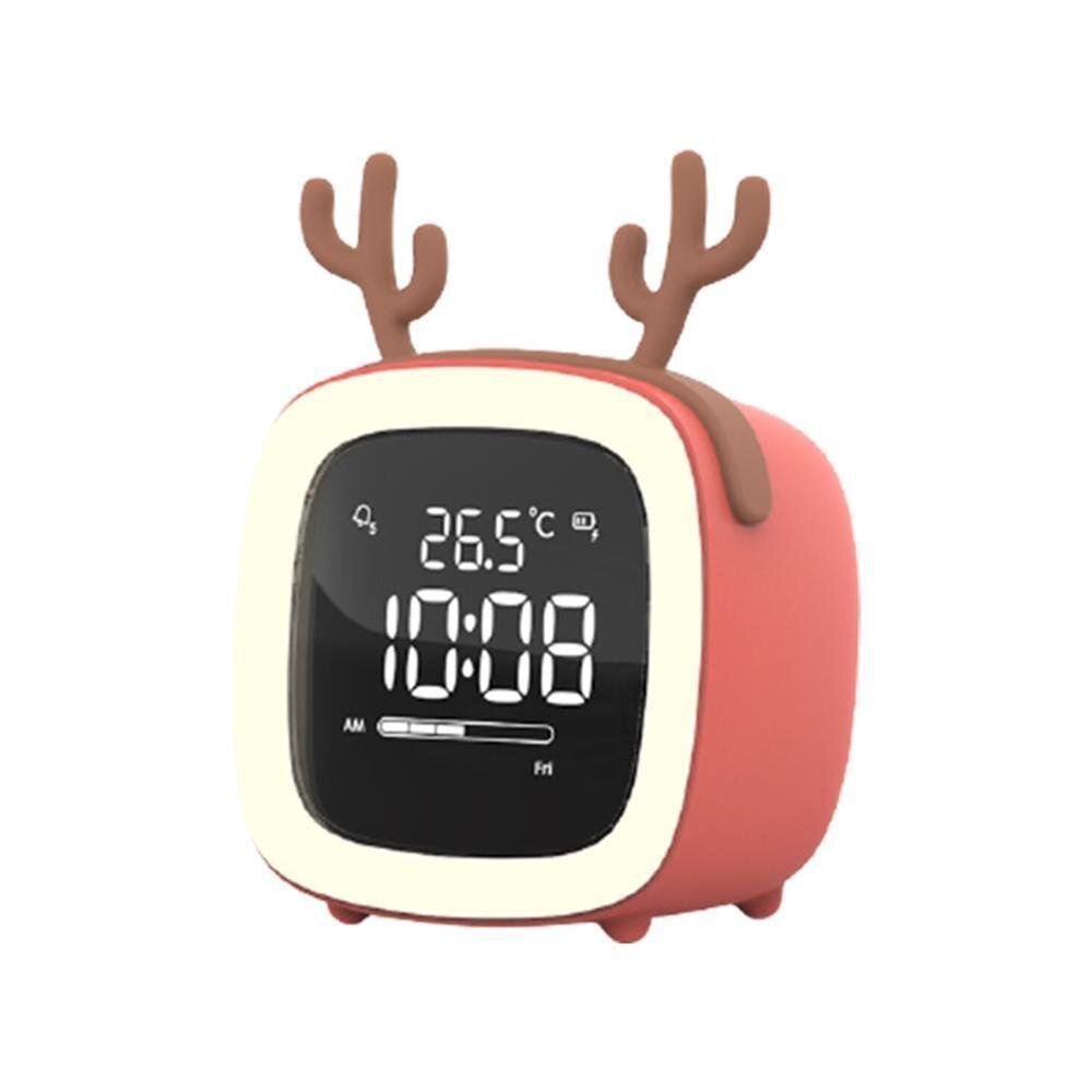 Kids Alarm Clock Cute-TV Night Light Alarm Clock For Children Battery Bedroom Rechargeable Clock Operated F5Q1: G