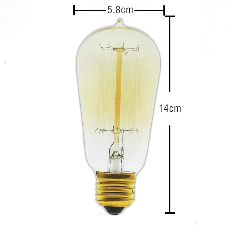 3 stk/mye håndlagde edison-lamper karbonfilament klart glass edison retro årgang glødepære 40w/60w 220v e27 st58