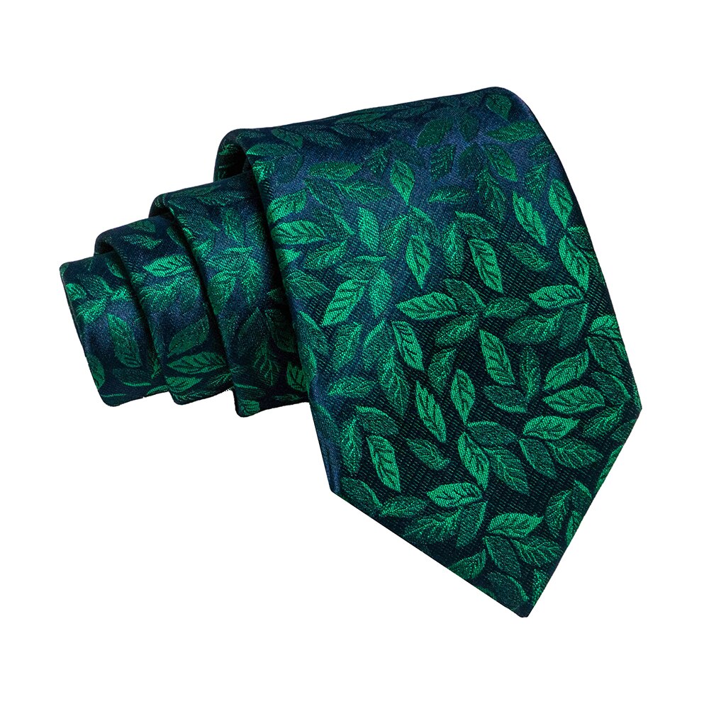 JEMYGINS classic silk jacquard tie 8cm leaf pattern ties for men business wedding Party necktie father Accessories: 001