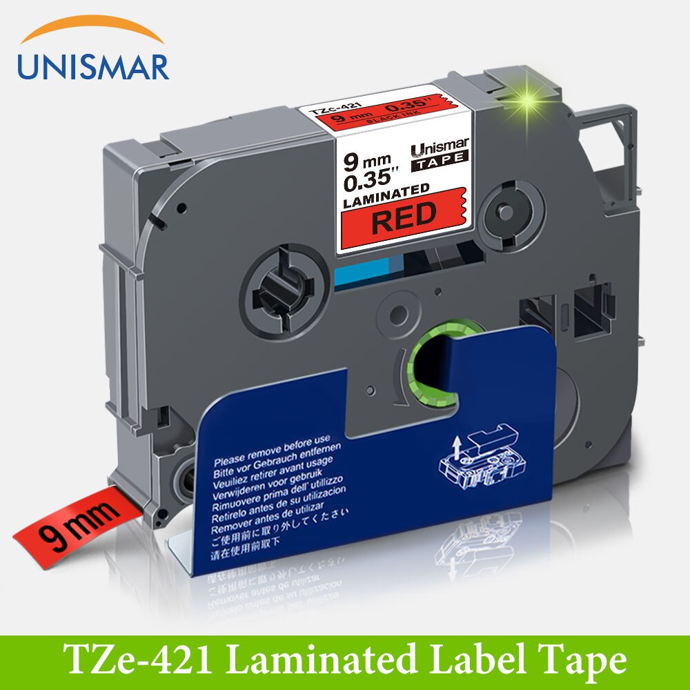 Unismar 9mm Tze121 nero sul chiaro nastro laminato della cartuccia della cassetta del nastro dell'etichetta per il nastro tze delle stampanti dell'etichetta di p-tocco Tze-121 tze: Black on Red