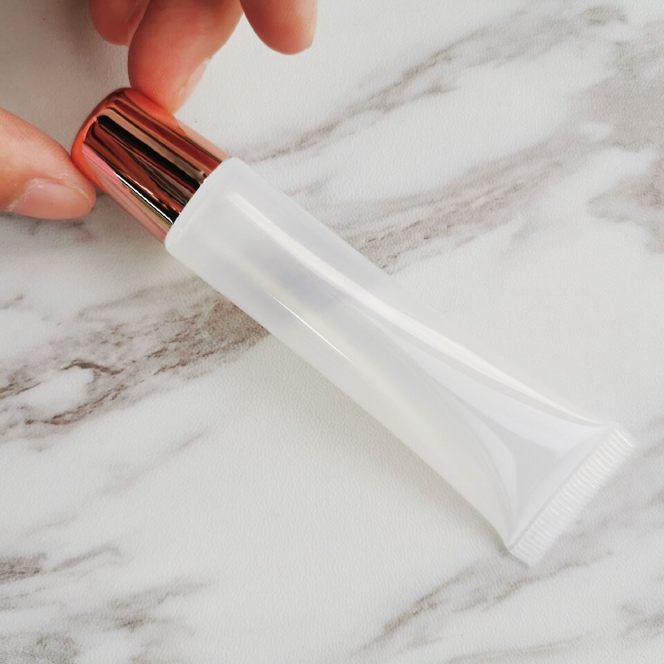 Tube transparent à pression pour le maquillage, or Rose, 15ml, contenant vide pour Gloss à lèvres, baume à lèvres, doux, à faire soi-même, 20 pièces/lot