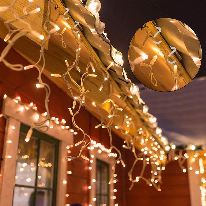 100Pcs Gutter Hangen Haken S Clip Haken Voor Kerst Decoratie Buiten Lichtslingers Licht Fairy Seizoen Kerst Decoratie