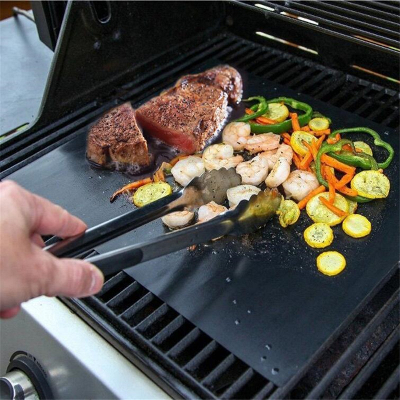 Bbq grillmåtte grill udendørs bagning non-stick pude genanvendelig stegeplade 40 * 30cm til fest ptfe grillmåtte tilbehør