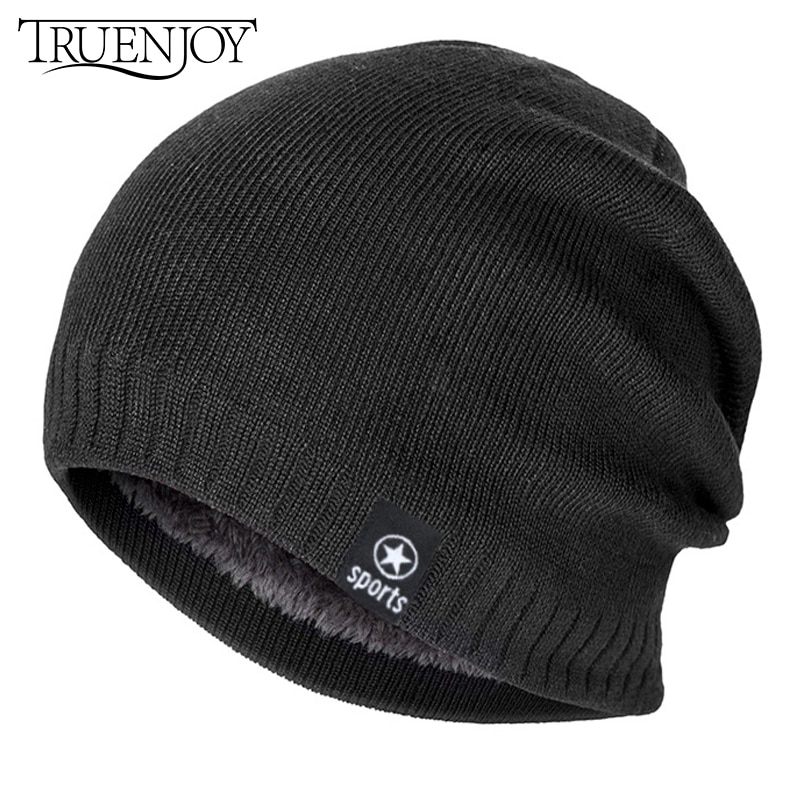 Truenjoy casual miesten talvihatut neulotut pipot hattu miesten paksu lämmin talvipipo naisille pehmeä plus samettinen konepelti gorro