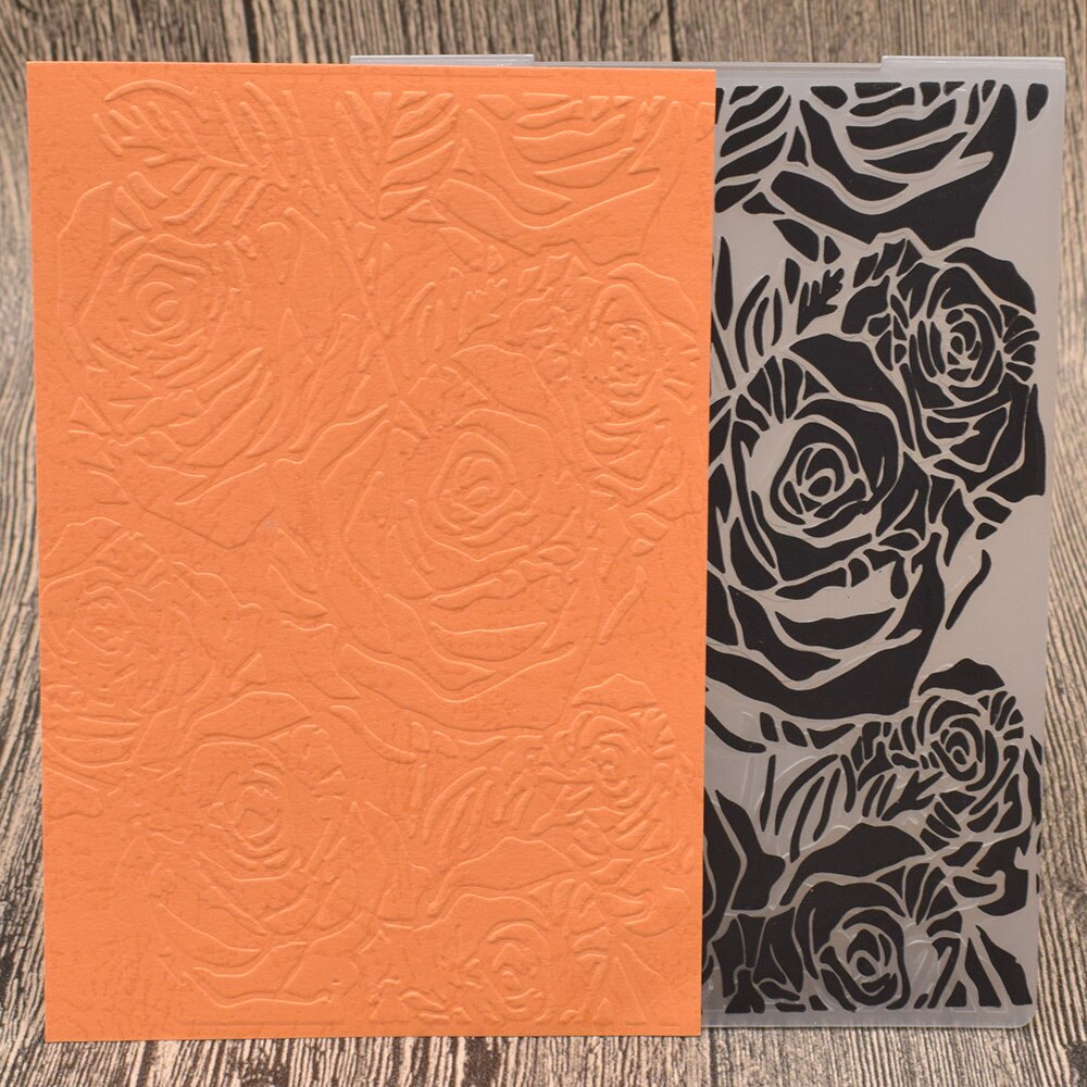 Rose Flowers Leaves Plastic Embossing Folder Stencil Template For Scrapbooking Album Paper Birthday Card Diy Embossing Craft
