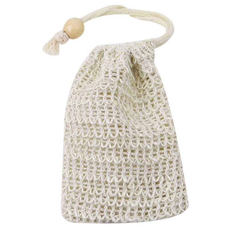 6Pcs Zeep Opbergtas, 100% Natuurlijke, Scrub Afschilfering, Met Koord En Houten Kraal Houder