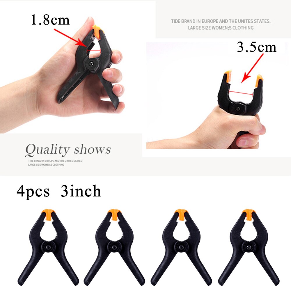 2/3/4 Inch Sterke Clip Verstelbare Nylon Lente Klemmen Voor Fotografie Studio Tool Accessoires Achtergrond Achtergronden Vaste Clip: Black
