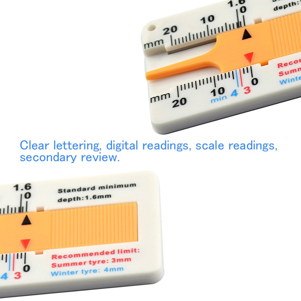 Auto Car Tyre Tread Depthometer Depth Indicator Gauge Gage Motorcycle Trailer Van Wheel Measure Tool Measrement Supplies 0-20mm