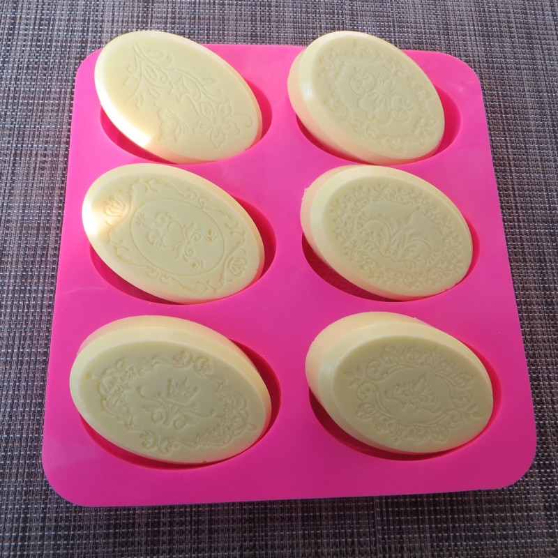 6-Cavity Cakevorm Ovale Bloem Patroon Siliconen Zeep Mal Cake Decorating Gereedschap DIY Huis Handgemaakte Zeep Craft