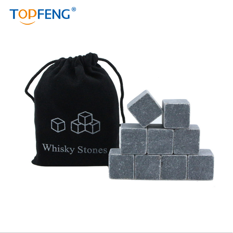 Topfeng Whiskey Stones Ice Smelt | 9 Herbruikbare Natuurlijke Marmeren Chilling Scotch Rocks Cubes