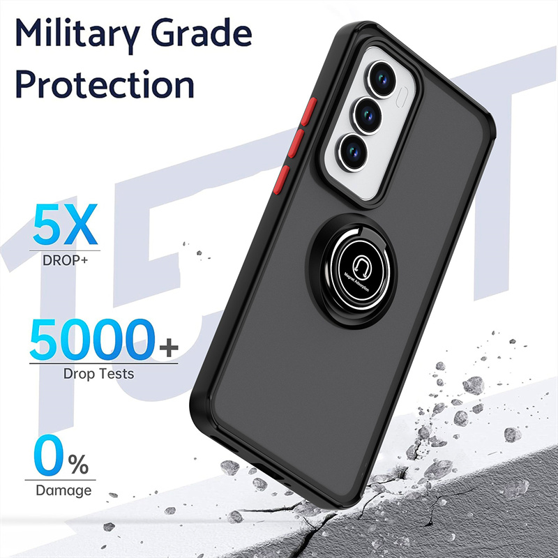 Hårdt pc stødsikkert mat pansercover til oppo reno 12 pro 12 magnetisk ring, blød ramme 5g etui til oppo reno 12f 12 pro fundasider