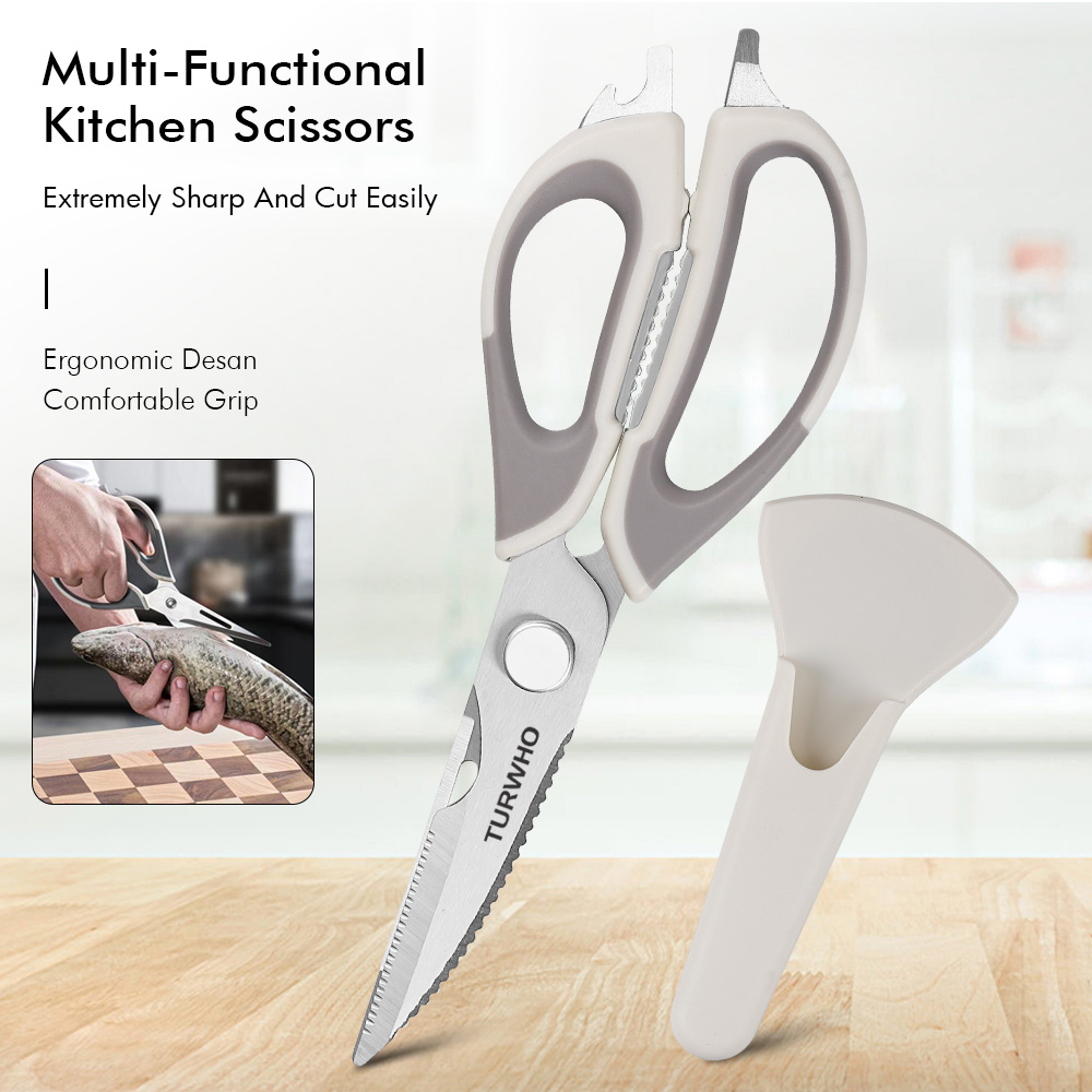 TURWHO Kitchen Shears Heavy Duty Kitchen Scissors with Holder for Meat/Vegetables/BBQ/Herbs Kitchen Accessories Cooking Tools