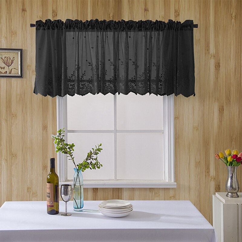 Kitchen Short Tulle Curtains Lace Coffee Cabinet Tulle Curtain Rod Pocket Bedroom Home Decor Short Curtain Solid Color