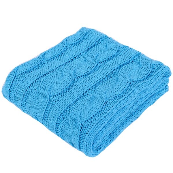 Battilo Cable Knit Throw Blanket, Acrylic Soft Cozy Snuggle TV Blanket, All Seasons Suitable for Adults and Kids, 50"x60": Cyan