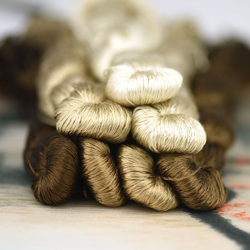 silk embroidery thread / 100% silk thread /hand embroidery embroider cross stitch/khaki series/7 pure colors