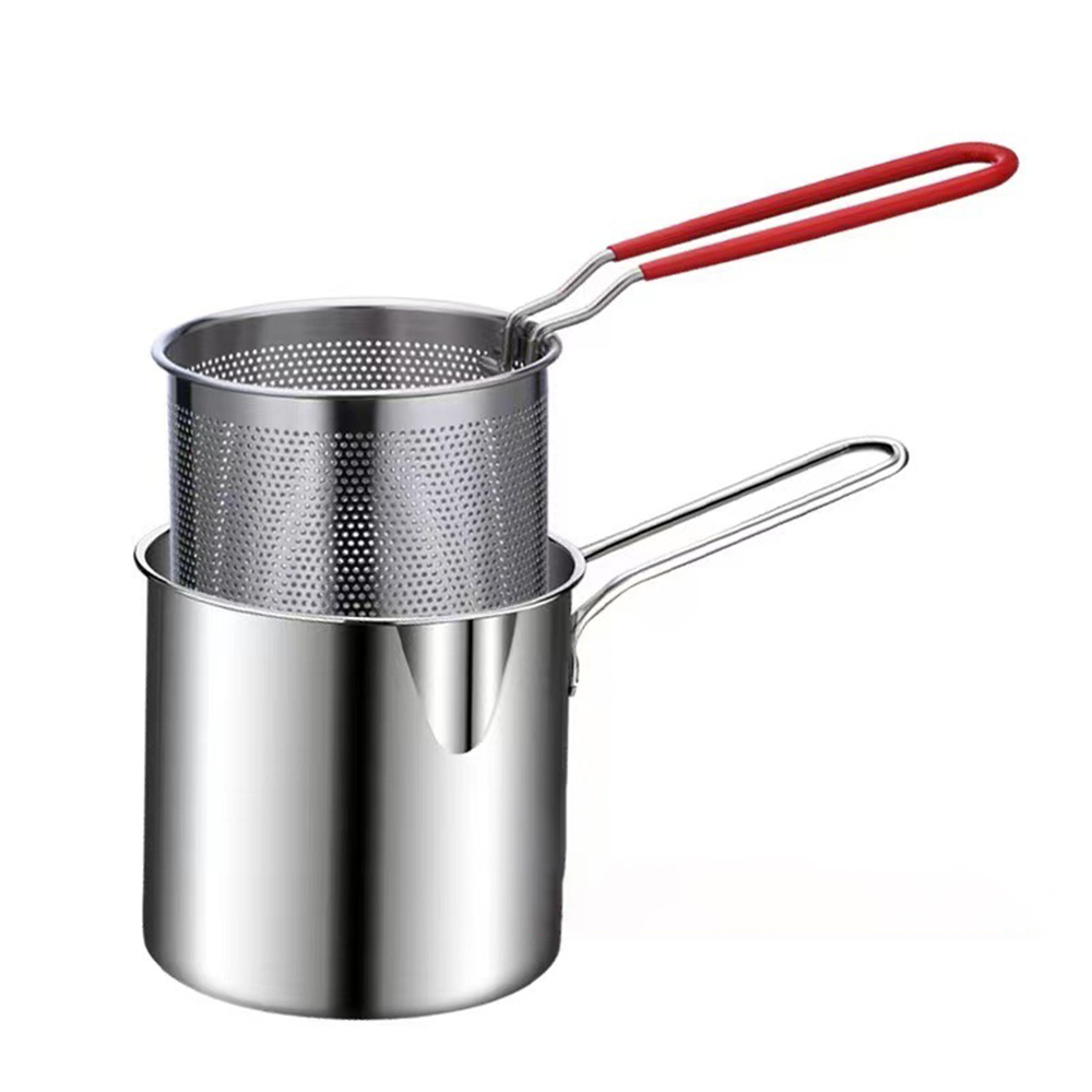 Cesta de acero inoxidable 304 para freír, colador de pescado para freír, patatas fritas japonesas, sartén de malla para Pasta, sartén de alambre para cocina, pavo: Default Title