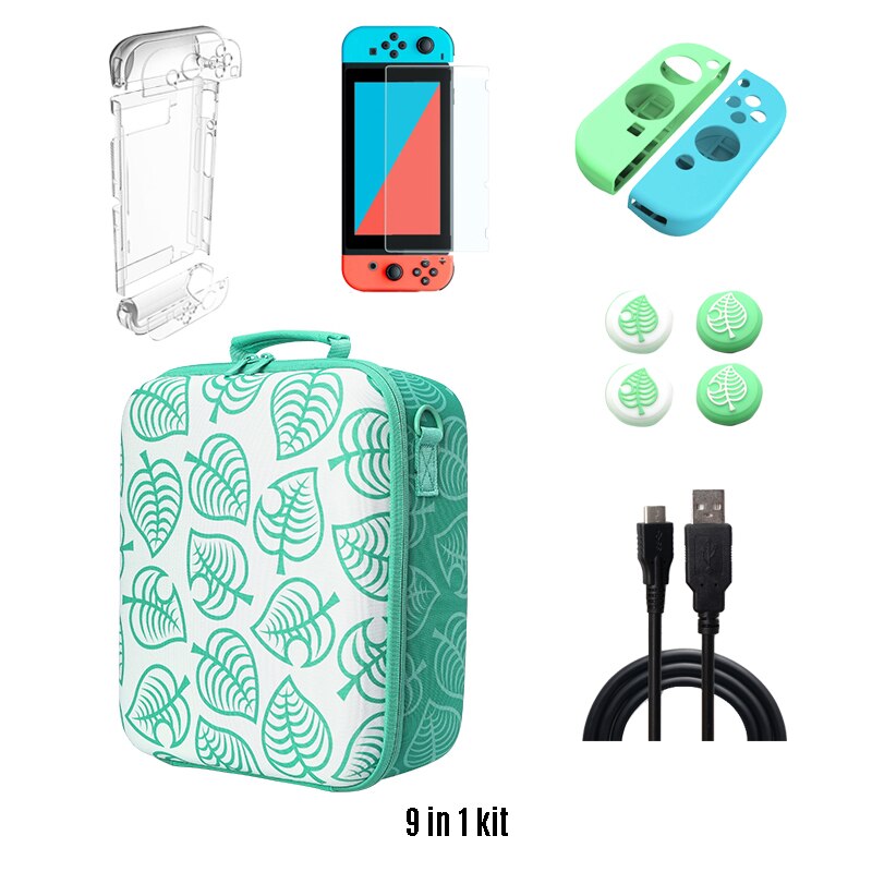 Animal Crossing Storage Bag for Nintendo Switch Nintend Carrying Case Portable Pouch for Nitendo Switch Pro Joycon Accessories: L 9 in 1