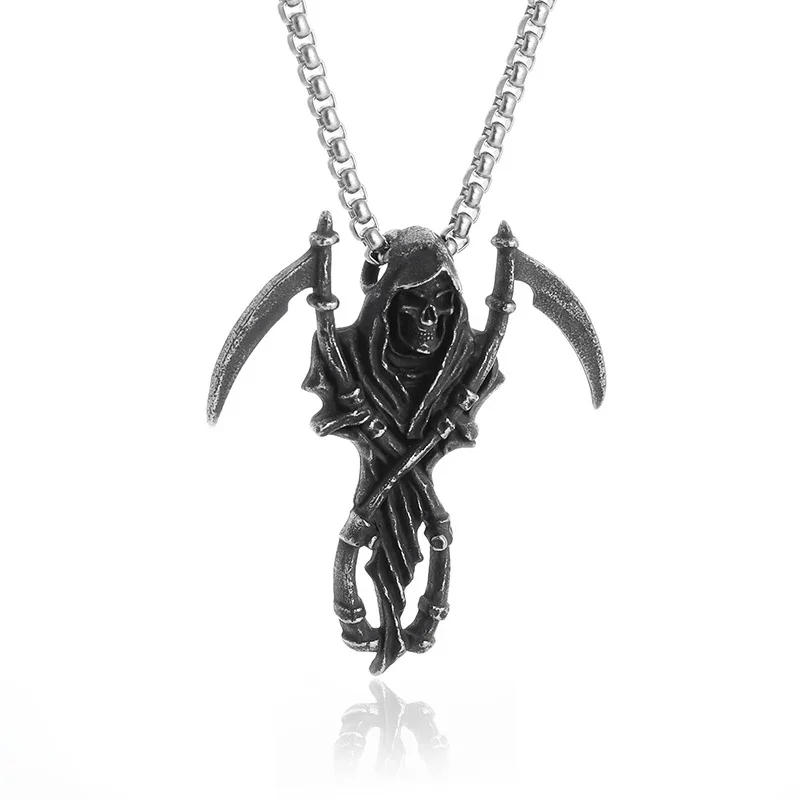 Colgante de calavera de cautiverio Chapado en plata, collar de motociclista Punk Rock para hombre, accesorio de joyería gótica de Halloween