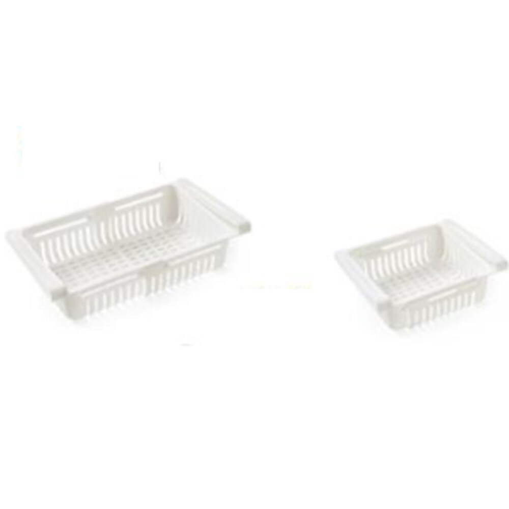1PC Refrigerator Shelf Containers Storage Rack Retractable Food Storage Box Eco-friendly Plastic Container Kitchen Organizer: type1-White