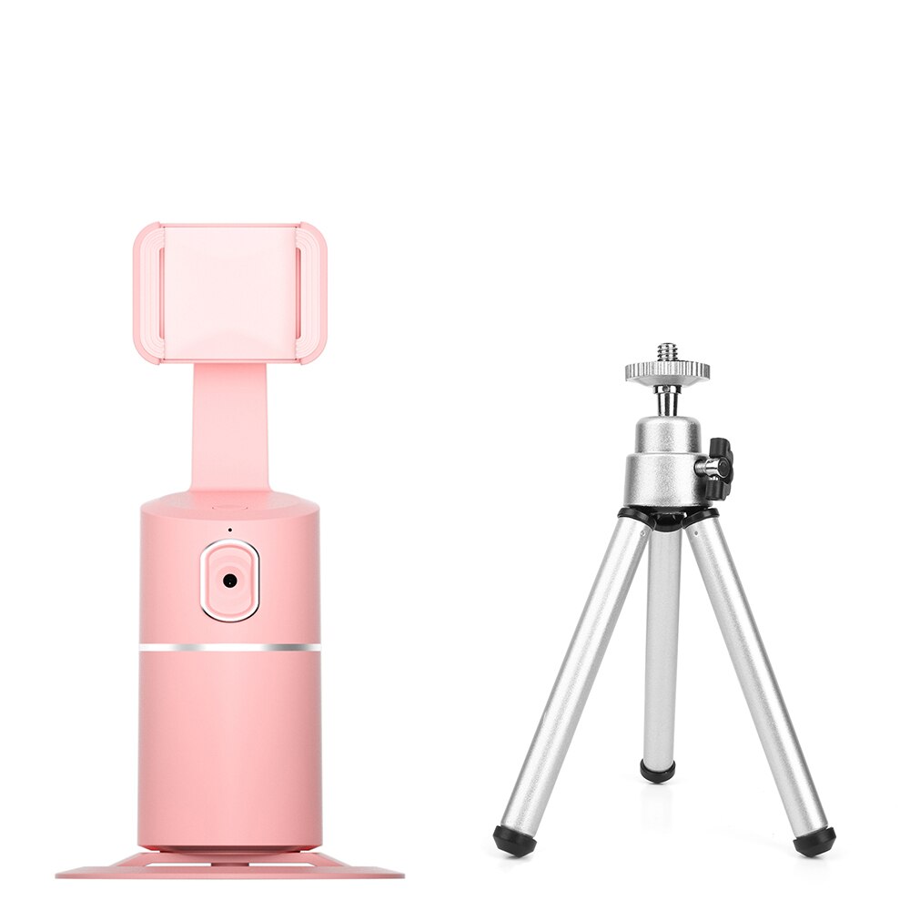 Estabilizador de cardán de seguimiento facial automático, trípode para teléfono, accesorios con rotación de 360 grados, seguimiento inteligente por Ia, foto, Vlog, grabadora de vídeo: Pink with Silver