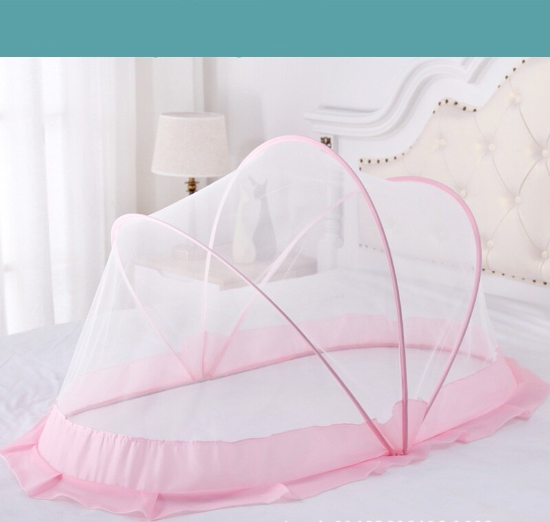 Baby mosquito net foldable portable mosquito net for children: Pink lace