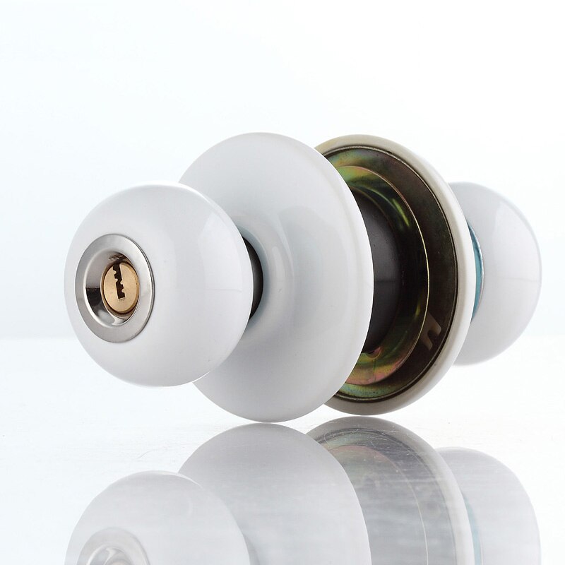 Country Style All White Ceramic door Lock With Round Ball handle