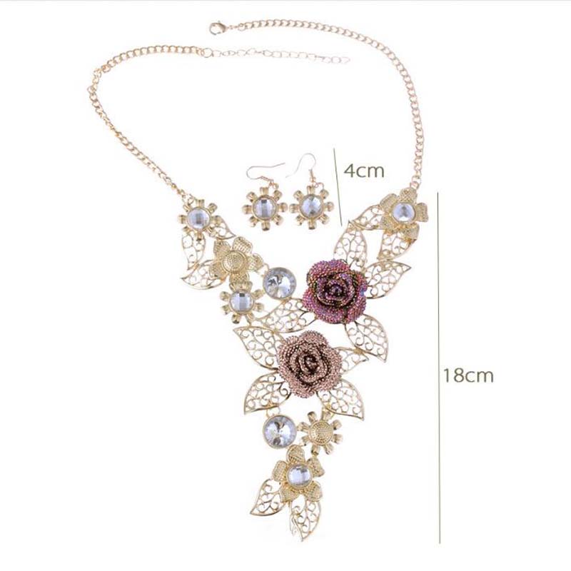 Ensemble de bijoux pour femmes, colliers multicouches, couleur or, violet, strass, cristal, laisse, bohème, collier floral, déclaration de mariage, à la