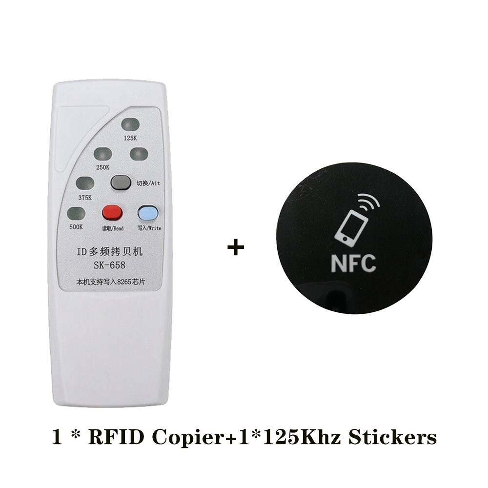 Handheld  em4305 t5577 rfid schrijver kopieermachine duplicator programmeur 125 khz 250 khz 375 khz 500 khz id tag kaart sleutelhangers lezer: 658-1 stickers