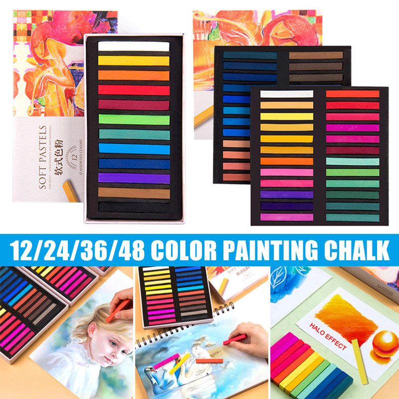 Juego de Pastel suave, tizas cuadradas pasteles, caja de 12/24/36/48 colores surtidos JR Deals