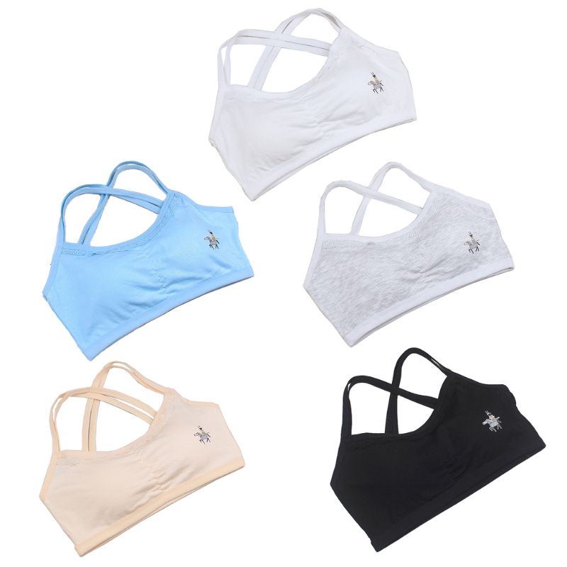 1PC Cotton Baby Girls Bras Solid Color Young Girls Underwear For