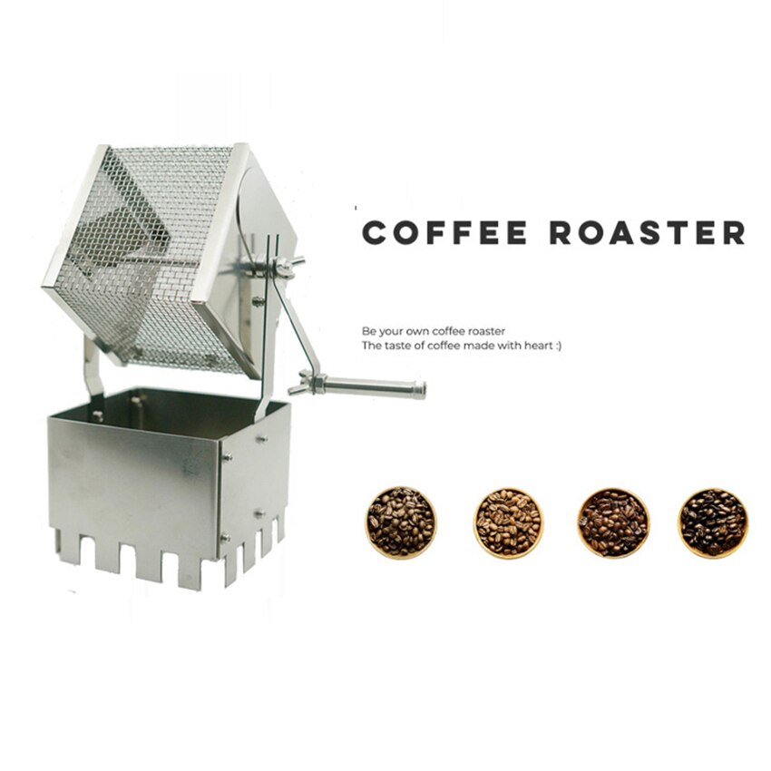 Langt infrarød opvarmning kaffebønneristning håndsving gadget rustfrit stål kropsvarme jævnt egnet til prøvetestning