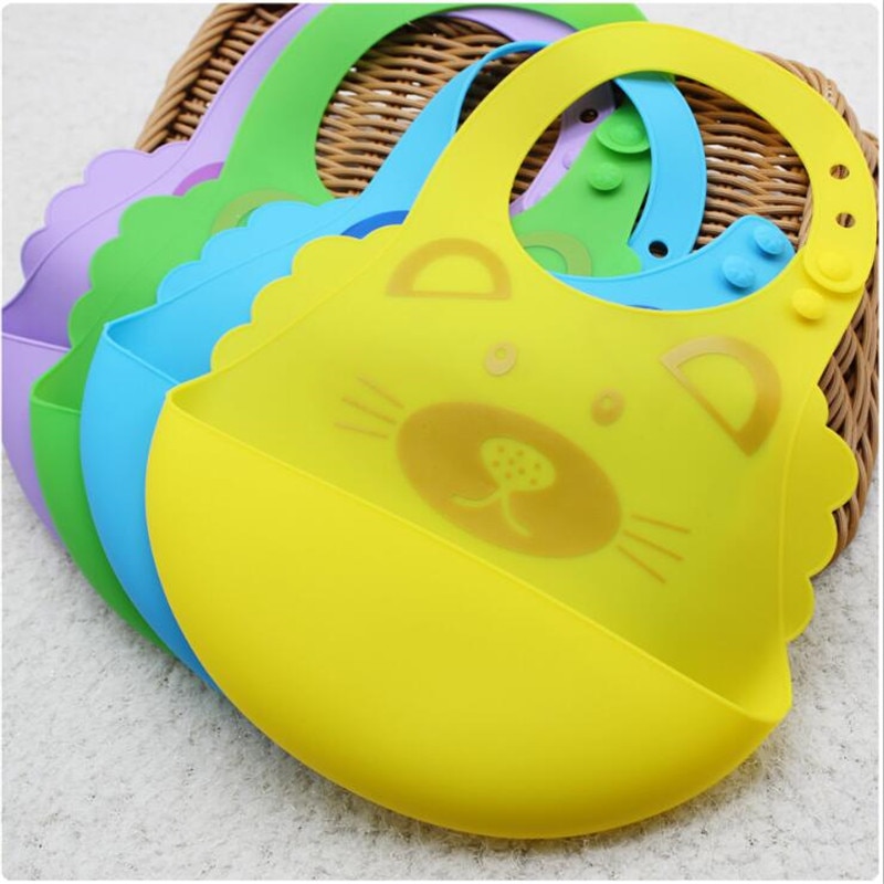 5 couleur belle bande dessinée bavoirs boucle réglable bavoirs poche de riz bébé boucle Silicone pli ajuster dessin animé bavoir meilleur bébé